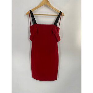 Cinq a Sept Womens Anova Mini Dress Red Cold Shoulder Back Zip Lined Bodycon SIZ